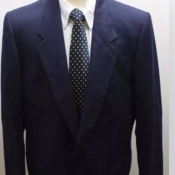 Wm H. Leishman Blue Pin Striped Men Blazer 100% Wool 44R Canada - Picture 7 of 10